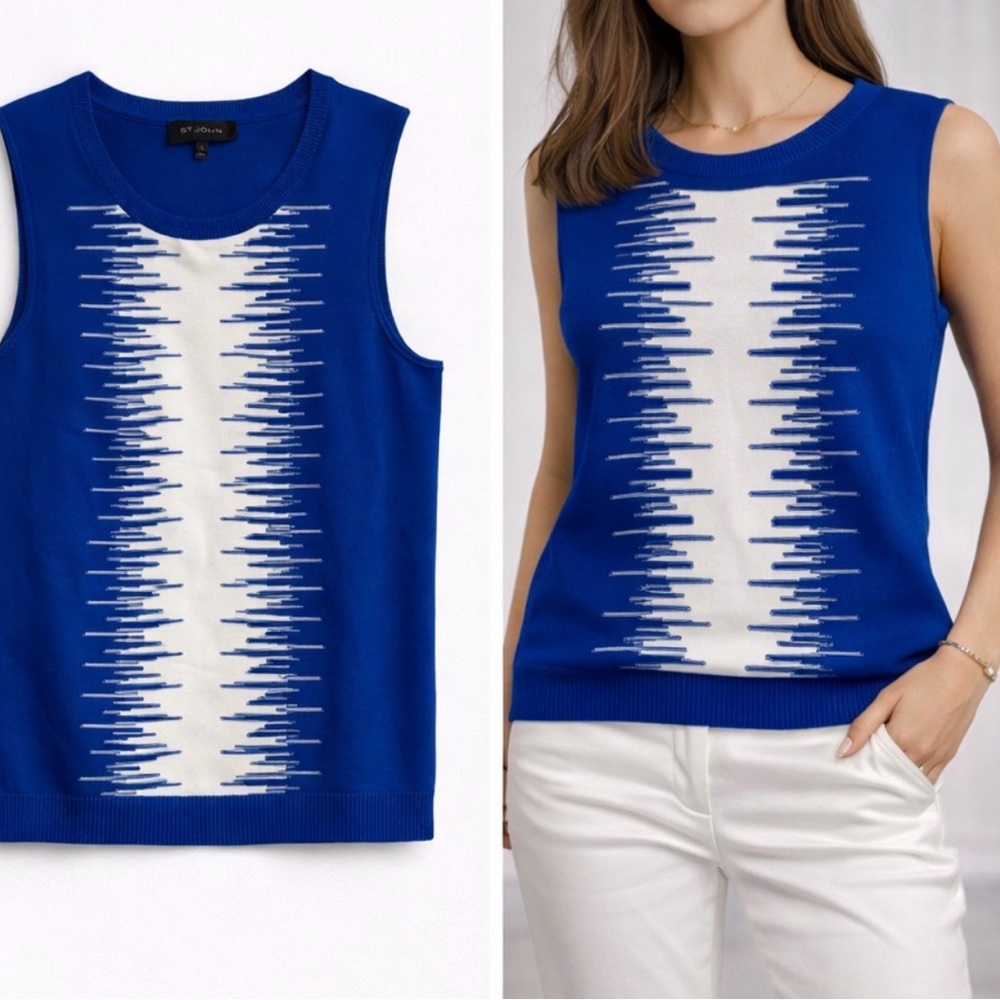 St. John Vibrant Blue and White Tank Top